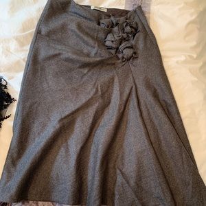 Floral fall rouched skirt -brown, taupe, baby blue